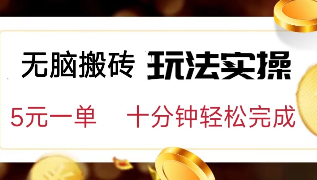 小白可入无脑搬砖，五元一单，复制黏贴即可完成-财仔梦想资源网