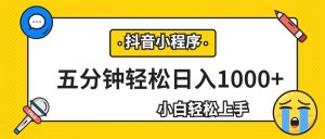 轻松日入1000+，抖音小程序最新思路，每天五分钟，适合0基础小白-财仔梦想资源网