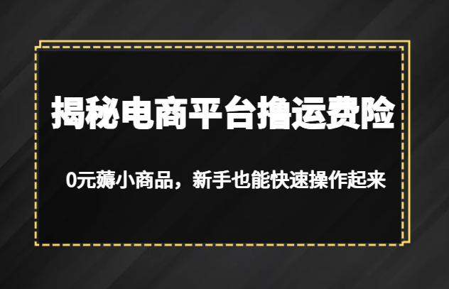 揭秘电商平台撸运费险，0元薅小商品，新手也能快速操作起来-财仔梦想资源网