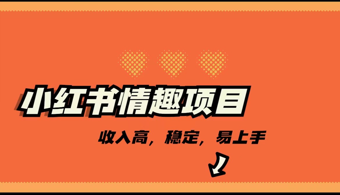 最新小红书情趣项目，市场大，日入千+，持续稳定收入-财仔梦想资源网