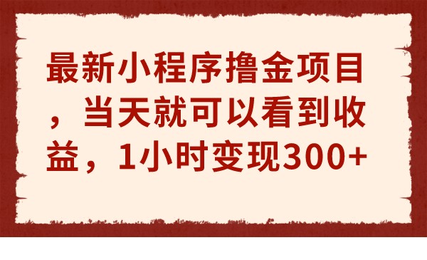最新小程序撸金项目，当天就可以看到收益，1小时变现300+-财仔梦想资源网