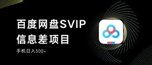 百度网盘SVIP信息差项目,0投入小白极速上手,手机稳定日入300+-财仔梦想资源网