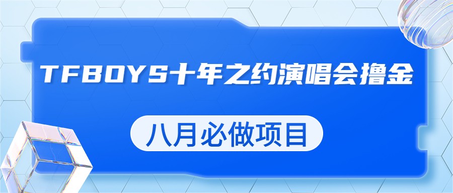 最新蓝海项目，靠最近非常火的TFBOYS十年之约演唱会流量掘金，八月必做的项-财仔梦想资源网
