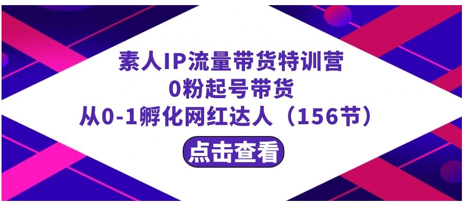 繁星·计划素人IP流量带货特训营：0粉起号带货 从0-1孵化网红达人-财仔梦想资源网