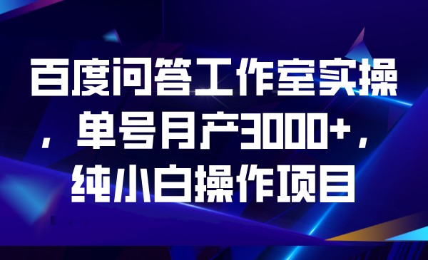 百度问答工作室实操，单号月产3000+，纯小白操作项目-财仔梦想资源网