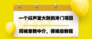 一个闷声发大财的冷门项目，同城家教中介，操作简单，一个月变现7000+，保姆级教程-财仔梦想资源网