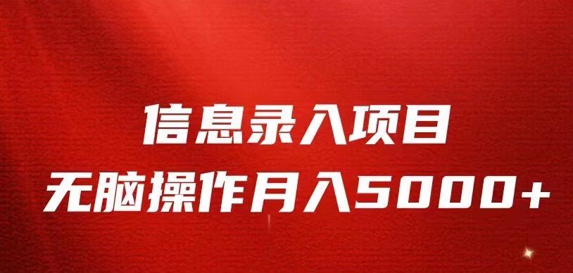 信息录入返佣项目，小白无脑复制粘贴，月入5K+-财仔梦想资源网