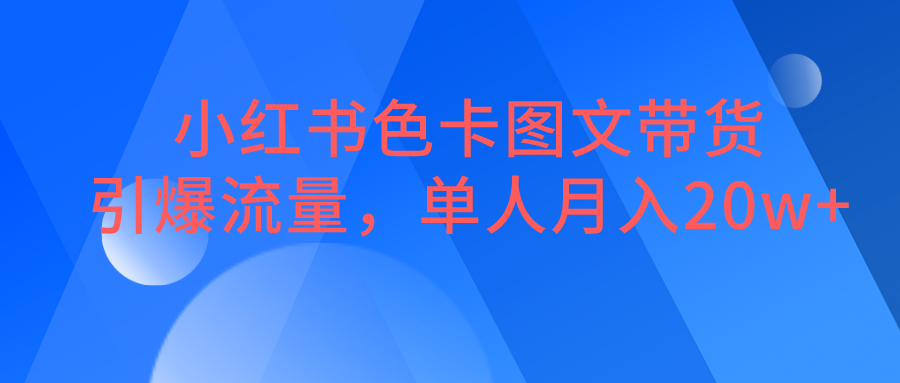 小红书色卡图文带货，引爆流量，单人月入20W+-财仔梦想资源网