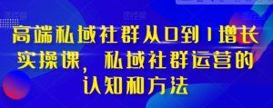 高端 私域社群从0到1增长实战课，私域社群运营的认知和方法-财仔梦想资源网