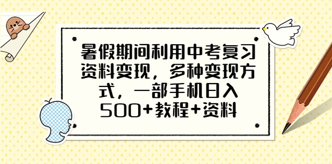 暑假期间利用中考复习资料变现，多种变现方式，一部手机日入500+教程+资料-财仔梦想资源网