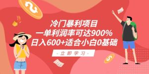 冷门暴利项目，一单利润率可达900%，日入600+适合小白0基础-财仔梦想资源网