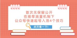 某付费文章 首次无保留公开 在推荐流量机制下 公众号快速起号入池的4个技巧-财仔梦想资源网