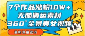 7个作品涨粉10W+，无脑搬运素材，全景美女视频爆款-财仔梦想资源网