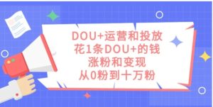 DOU+运营和投放，花1条DOU+的钱，涨粉和变现，从0粉到十万粉-财仔梦想资源网