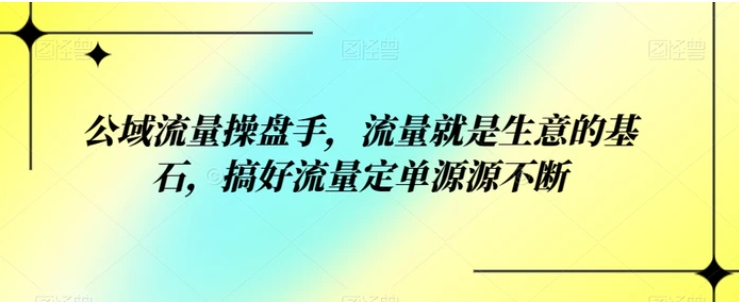 公域流量操盘手，流量就是生意的基石，搞好流量定单源源不断-财仔梦想资源网