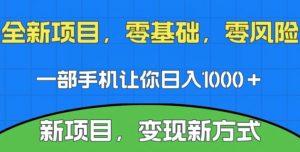 新项目，新平台，一部手机即可日入1000＋，无门槛操作【揭秘】-财仔梦想资源网