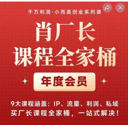 肖厂长课程全家桶，​9大课程涵盖:IP、流量、利润、私域、买厂长课程全家桶，一站式解决！-财仔梦想资源网