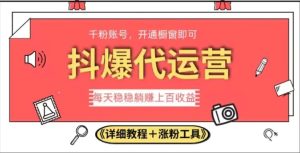 2023抖爆代运营，单号日躺赚300，简单易操作做无上限【揭秘】-财仔梦想资源网