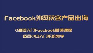 Facebook外贸获客产品出海，0基础入门Facebook营销课程，适合小白入门系统教学-财仔梦想资源网