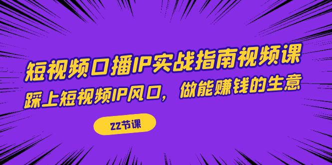 短视频口播IP实战指南视频课，踩上短视频IP风口，做能赚钱的生意-财仔梦想资源网