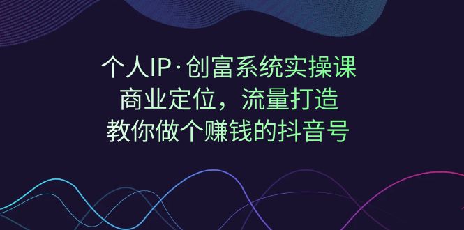 个人IP·创富系统实操课：商业定位，流量打造，教你做个赚钱的抖音号-财仔梦想资源网