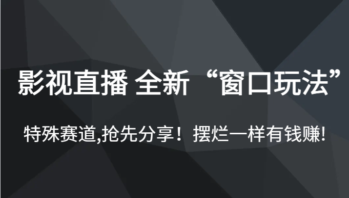 影视直播 全新“窗口玩法”，特殊赛道,抢先分享！摆烂一样有钱赚!-财仔梦想资源网