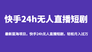 最新蓝海项目，快手24h无人直播短剧，轻松月入过万-财仔梦想资源网