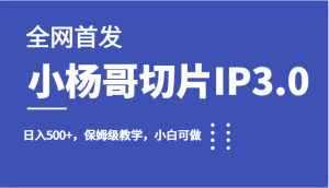 全网首发小杨哥切片IP3.0，日入500+，保姆级教学，小白可做-财仔梦想资源网