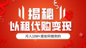 揭秘以租代购模式变现半年130W，纯绿色，胆大者看-财仔梦想资源网
