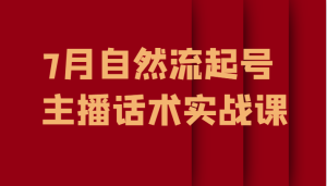7月最新自然流起号教程，自然流起号、主播话术实战课-财仔梦想资源网