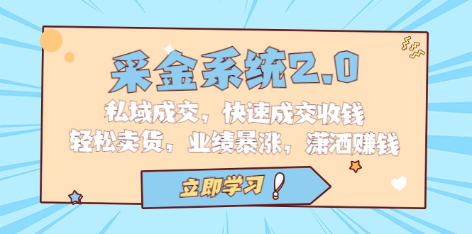 采金系统2.0，私域成交，快速成交收钱，轻松卖货，业绩暴涨，潇洒赚钱-财仔梦想资源网