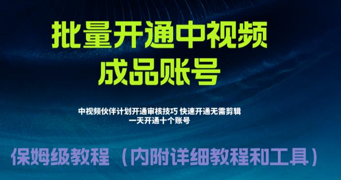 外面收费1980暴力开通中视频计划教程，附 快速通过中视频伙伴计划的办法-财仔梦想资源网