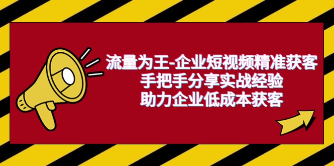 流量为王-企业 短视频精准获客，手把手分享实战经验，助力企业低成本获客-财仔梦想资源网