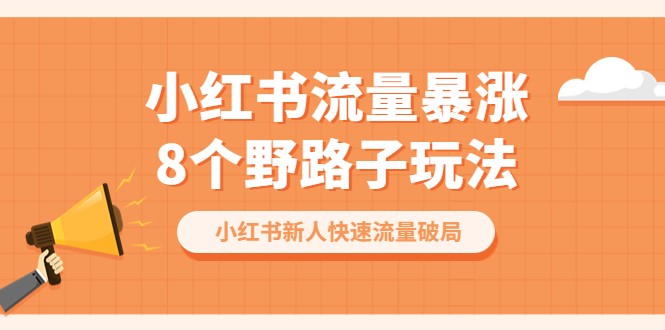 小红书流量-暴涨8个野路子玩法：小红书新人快速流量破局-财仔梦想资源网