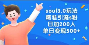 soul3.0玩法精准引流s粉，日加200人单日变现500+-财仔梦想资源网