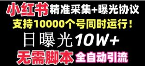 【价值10万！】小红书全自动采集+引流协议一体版！无需手机，支持10000个号同时运行-财仔梦想资源网