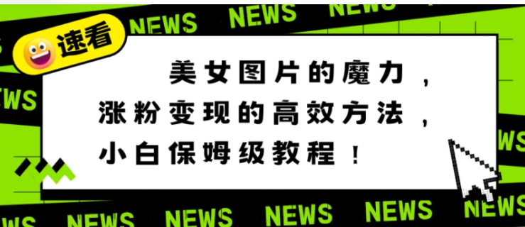 美女图片的魔力，涨粉变现的高效方法，小白保姆级教程！-财仔梦想资源网