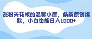 涨粉天花板的温馨小屋，条条原创爆款，小白也能日入1000+【揭秘】-财仔梦想资源网