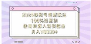 （9151期）2024视频号最新玩法，100%过原创，搬用机器人视频掘金，月入10000+-财仔梦想资源网