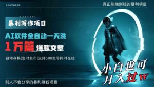 （9221期）AI全自动一天洗1万篇爆款文章，真正解放双手，月入过万轻轻松松！-财仔梦想资源网