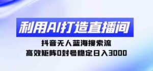 （9210期）利用AI打造直播间，抖音无人蓝海搜索流，高效矩阵0封号稳定日入3000-财仔梦想资源网