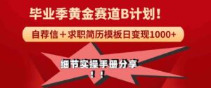 （9246期）《毕业季黄金赛道，求职简历模版赛道无脑日变现1000+！全细节实操手册分享-财仔梦想资源网