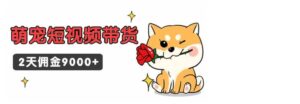 （9273期）东哲日记·萌宠短视频带货，2天佣金9000+-财仔梦想资源网