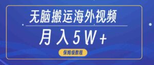 （9361期）无脑搬运海外短视频，3分钟上手0门槛，月入5W+-财仔梦想资源网