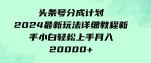 （9530期）头条号分成计划：2024最新玩法详细教程，新手小白轻松上手月入20000+-财仔梦想资源网