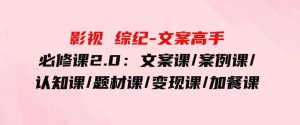 （9572期）影视综纪-文案高手必修课2.0：文案课/案例课/认知课/题材课/变现课/加餐课-财仔梦想资源网