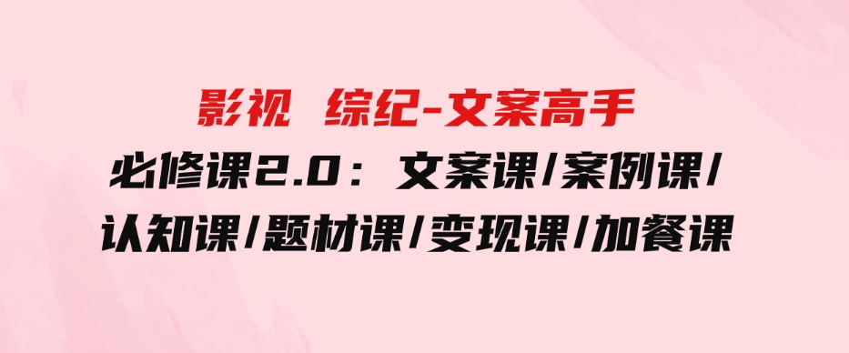 （9572期）影视综纪-文案高手必修课2.0：文案课/案例课/认知课/题材课/变现课/加餐课-财仔梦想资源网
