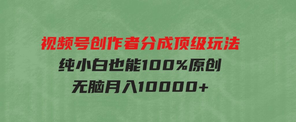 （9608期）视频号创作者分成顶级玩法，纯小白也能100%原创，无脑月入10000+-财仔梦想资源网