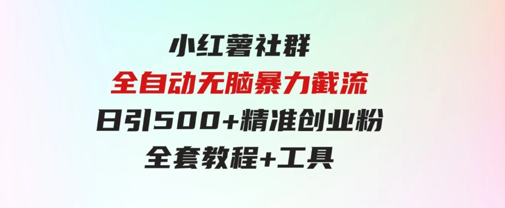 （9615期）小红薯社群全自动无脑暴力截流，日引500+精准创业粉-财仔梦想资源网