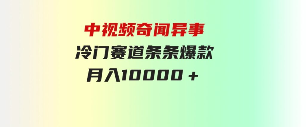 （9627期）中视频奇闻异事，冷门赛道条条爆款，月入10000＋-财仔梦想资源网